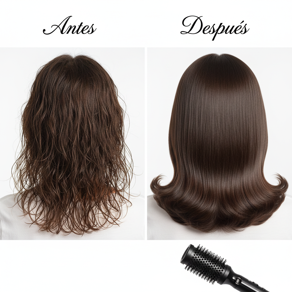 Antes y después Cepillo Secador